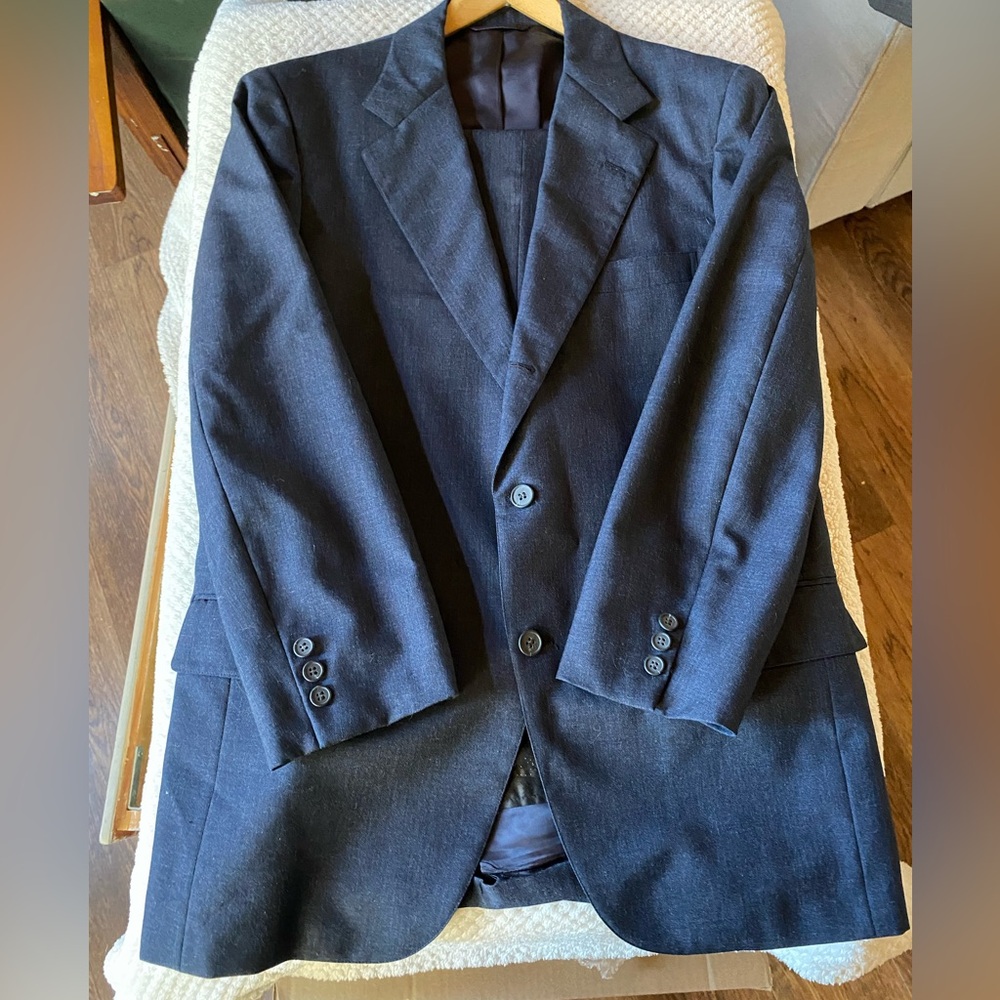 Blue suit jacket and pants 3 button